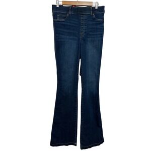 Spanx Women Flare Jeans Large Tall Blue Dark Wash Pull On Shaping 20327T Boho